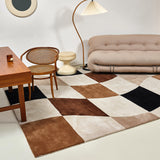 Living Room Coffee Table Checkerboard Carpet, Modern Light Luxury Household Cashmere-like Floor Mat