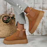 Fashion Flat Thick-soled Cotton Shoes, Round Toe Warm Plush Ankle, Winter Snow Boots for Women
