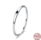 925 Sterling Silver Round Circle Pure Finger Ring, Simple Heart Engraved Jewelry