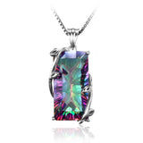 Rainbow Mystic Topaz Tourmaline Pendant Necklace in 925 Sterling Silver