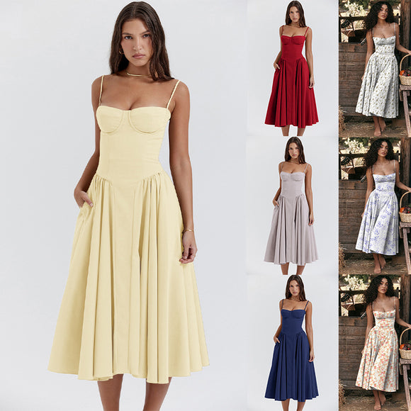 Summer Elegant Low-cut, Slim Backless Sling Dress for Women, Clothing Party Evening, Suspender Dress