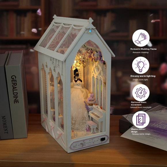 DIY Cottage Book Stand, Hand-assembled House Model Decoration