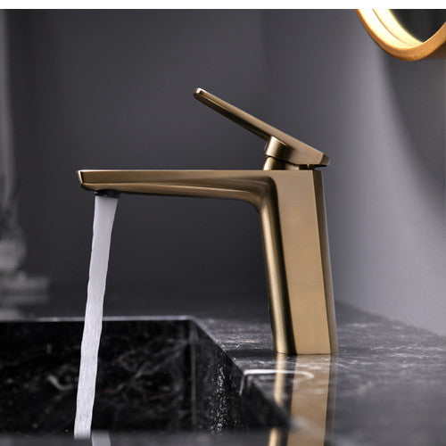 Copper Brushed Washbasin with Hot and Cold Faucets, Light and Luxurious Style