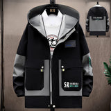 Color Matching Overalls, Spring and Autumn Hooded Jacket
