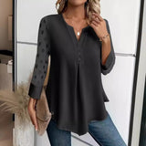 Spring and Summer Mesh Sleeves Button Shirt for Women