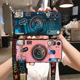 Retro Camera Phone Case with Wrist Strap Lanyard