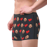 Personalized Face Photo Underwear, Heart Boxers Men's Briefs, Gifts for Husbands, Boyfriends
