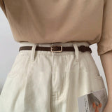 Retro Small Female Black Simple Thin Belt