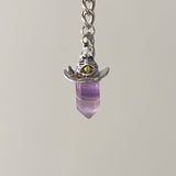 Retro Witch Hat, Amethyst Hexagonal Stone Necklace