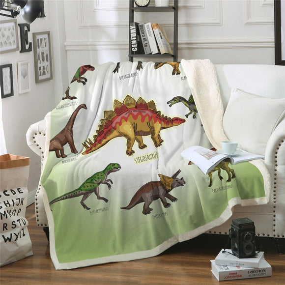 Kids Children Dinosaur Fluffy Soft Jurassic Cartoon Boys Girls Throw Blankets for Beds