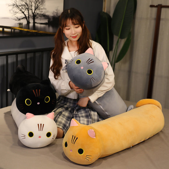 Large Size Cartoon Cat Plush Toys, Stuffed Cloth Doll, Long Animal Pillow Cushion