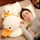 Lying Big, White Duck, Feather Plush Toy, Soft and Adorable Pillow