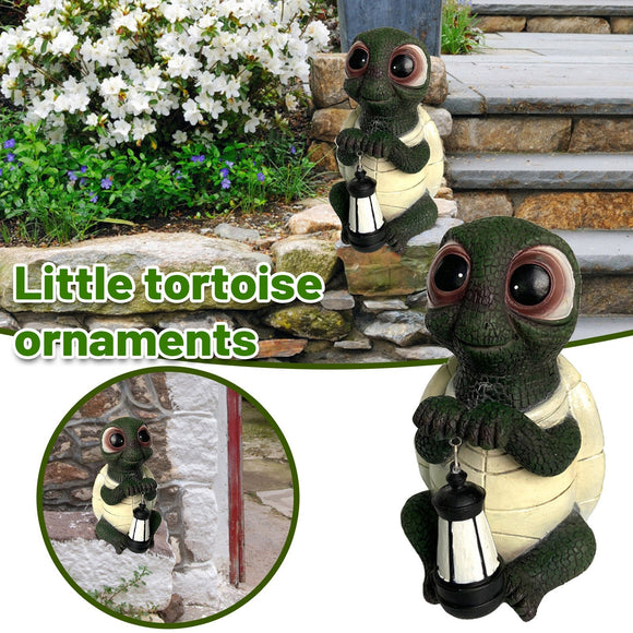 Garden Turtle Lantern Statue Resin Handicraft Tortoise Ornaments, Creative Courtyard Lawn Animal Travel Sculpture Home Decoration
