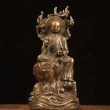Pure Copper Tibetan King Buddha Statue Model with Flame Ornaments
