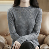 Women’s Half Turtleneck Hollow-out Knit Sweater – Loose Fit Fashion Pullover Top
