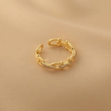 Women's Simple Vachette Clasp Fashion Adjustable Chain Hollow Opening Ring