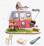 Happy Camper Miniature Dollhouse Trailer, DIY Kit