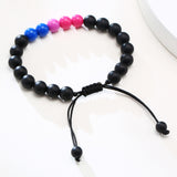 Acrylic Black Agate Beaded Bracelet for Men & Women – Friendship Style