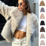 Winter Plush Coat Fashion Thicken Lapel Outwear, Casual Long Sleeve Tops Women's Clothing