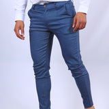 Men's Slim Button Trousers, Office Fashion, Solid Versatile Long Pencil Pants