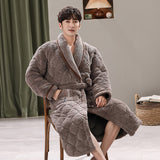 Winter Men's Bathrobe, Terry 3 Layer Flannel