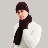 Thermal Knitting Cap, Scarf and Gloves, Three-piece Set