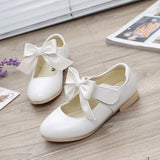 Girls' White Leather Sandals, Bowknot Children Princess Shoes
