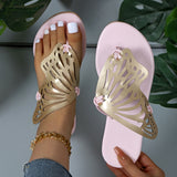 Fashion Hollow Butterfly Flip-Flops, Summer Sandals for Women, Casual Beach Shoes, New Low Heel Flat Slides Slippers
