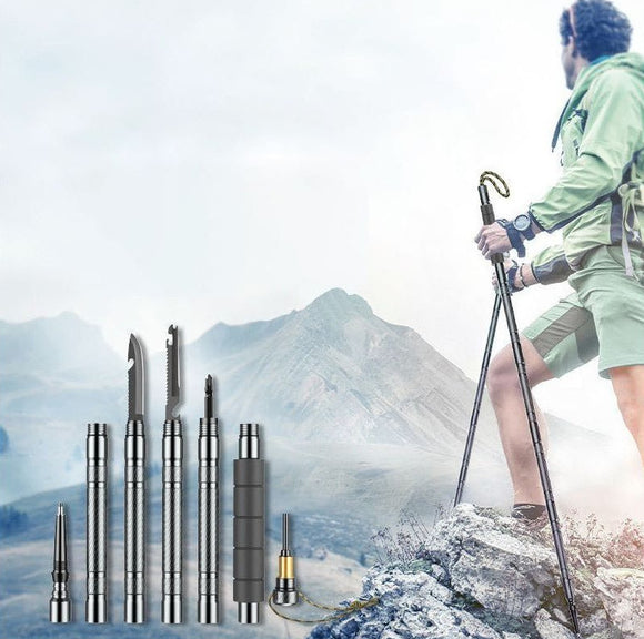 Alpenstock Folding Multifunctional Outdoor Hiking Self-defense Trekking Poles