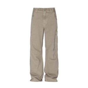 Washed Old Multi-pocket Straight-leg Denim Trousers, Men's Loose Casual Pants