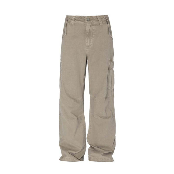 Washed Old Multi-pocket Straight-leg Denim Trousers, Men's Loose Casual Pants