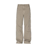 Washed Old Multi-pocket Straight-leg Denim Trousers, Men's Loose Casual Pants