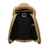 Men's Fur Hooded Coat, Winter Thick Fleece Jacket, Cotton Clothing