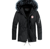 Winter New Warm Casual Men's Cotton Coat, Thick Long Hair Fur Collar Jacket