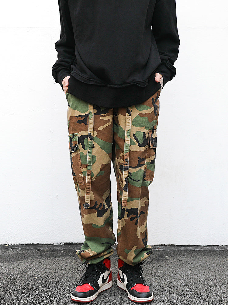 Camouflage Floating Rope Belt, Straight Loose Trousers – Sociable ...