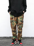 Camouflage Floating Rope Belt, Straight Loose Trousers