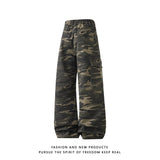 Men’s Camo Workwear Pants – Straight Wide Leg Casual Utility Trousers