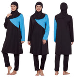 Black Pleating Swing Swimsuit Dress, Surfing Fully Surrounded Trousers, Conservative Three-piece Suit