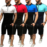 New Men's Suit, Lapel Shirt and Shorts Casual Dress