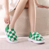 Velvet plus Thick Cotton Mop, Checkerboard Homewear Shoes