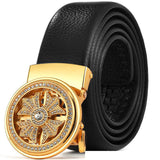 Men's Rotating Automatic Buckle Belt, 3.5 cm Wide Crystal Diamond Design