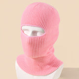 Single Hole, Solid Color Acrylic Mask, Knitted Hat
