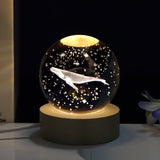 Creative 3D Laser Carved Crystal Ball, Bedroom Small Night Lamp