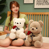 Lovely Hug Roses Teddy Bear Plush Pillow Stuffed Soft Animal Dolls, Nice Birthday Gifts for Girlfriends, Valentine's Day