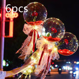 LED Luminous Balloon Rose Bouquet, Transparent Bobo Ball Rose