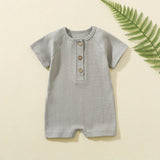 Baby Summer Short Sleeve Romper – Soft Cotton Button Bodysuit for Infants