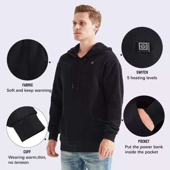 USB Heated Hooded Sweater – Electric Thermal Sweatshirt for Unisex Leisure Wear