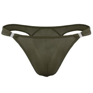 Men's Translucent, Ice Silk, Low Waist Buckle, T-back Underwear
