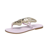 Fashion Hollow Butterfly Flip-Flops, Summer Sandals for Women, Casual Beach Shoes, New Low Heel Flat Slides Slippers