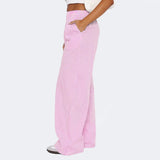 Striped Trousers with Pockets, INS Fashion Casual Wide Leg Straight Pants for Women